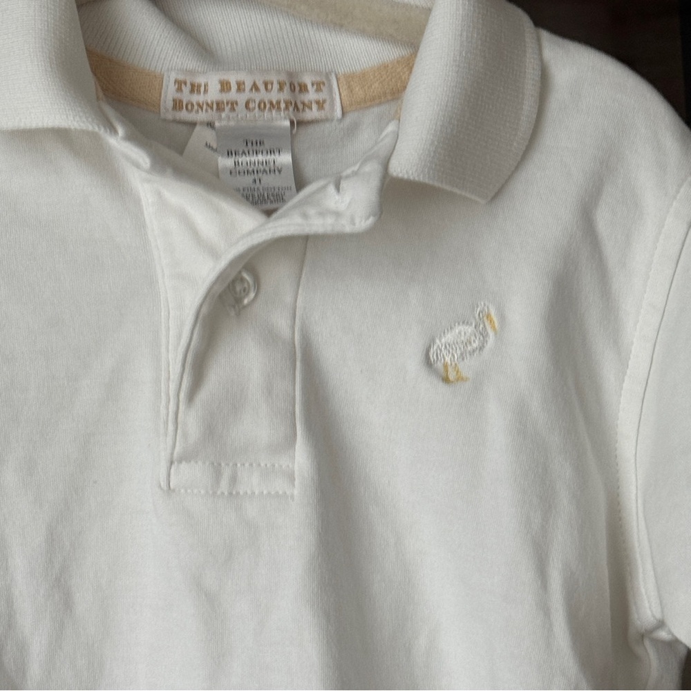 TBBC Prim & Proper Polo short sleeve toddler boys Worth Avenue White Stork pima - Picture 5 of 8